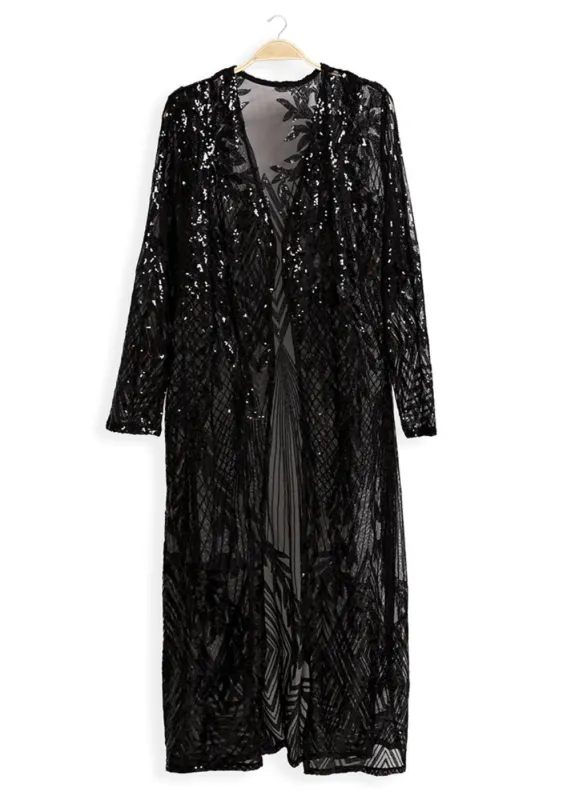 You Crazy Diamond Black Sequin Kimono sold by Pretty Attitude