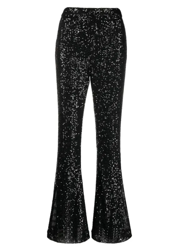 Black Sequin Bell Bottom Pants Sequin Flare Pants sold by Pretty Attitude
