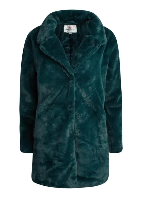 Dark Green Plush Faux Fur Coat sold by Pretty Attitude