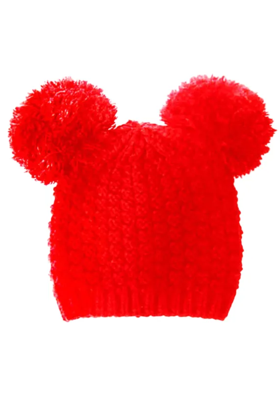 Red Double Pom Beanie Hat sold by Pretty Attitude