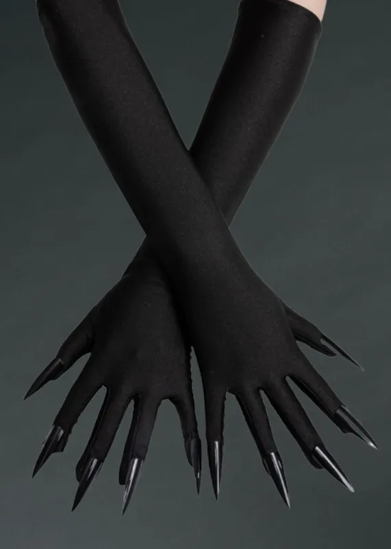 Gothic Black Long Nail Claw Gloves made by Pretty Attitude