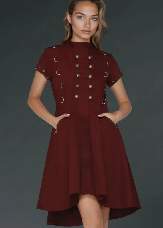 Burgundy Gothic Dress with Corset Lacing in Back sold by Pretty Attitude