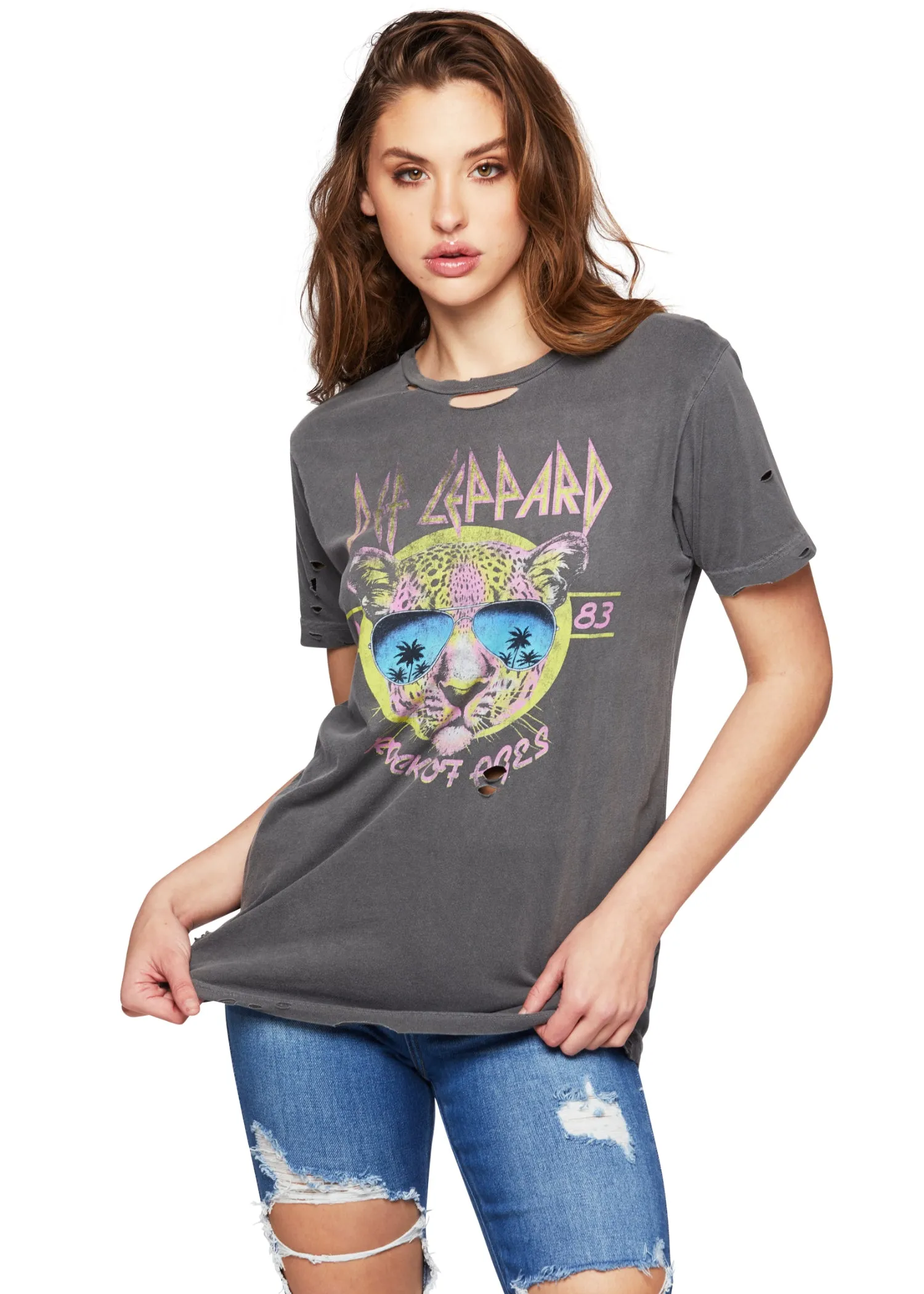 DEF LEPPARD Rock of Ages Neon Cat Band Tee sold by Pretty Attitude
