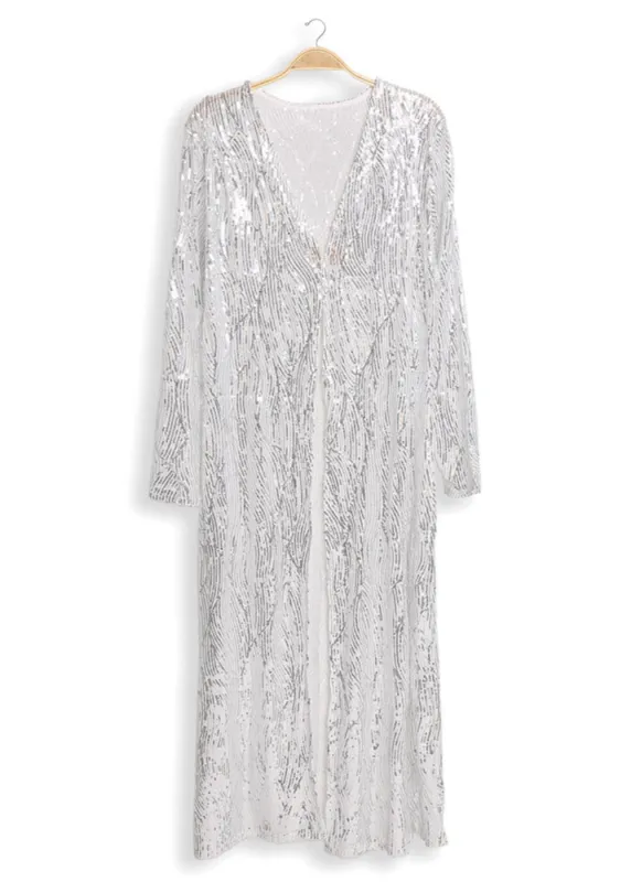 Shine On You Crazy Diamond Silver Sequin Kimono sold by Pretty Attitude