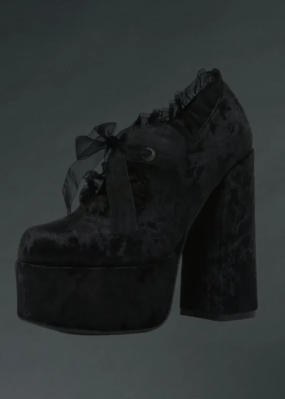Black Velvet Platform Dracula boots sold by Pretty Attitude