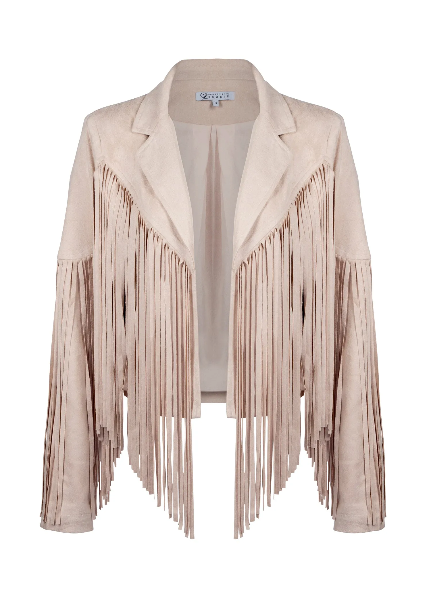 Beige Faux Suede Fringe Jacket sold by Pretty Attitude product image thumbnail 3