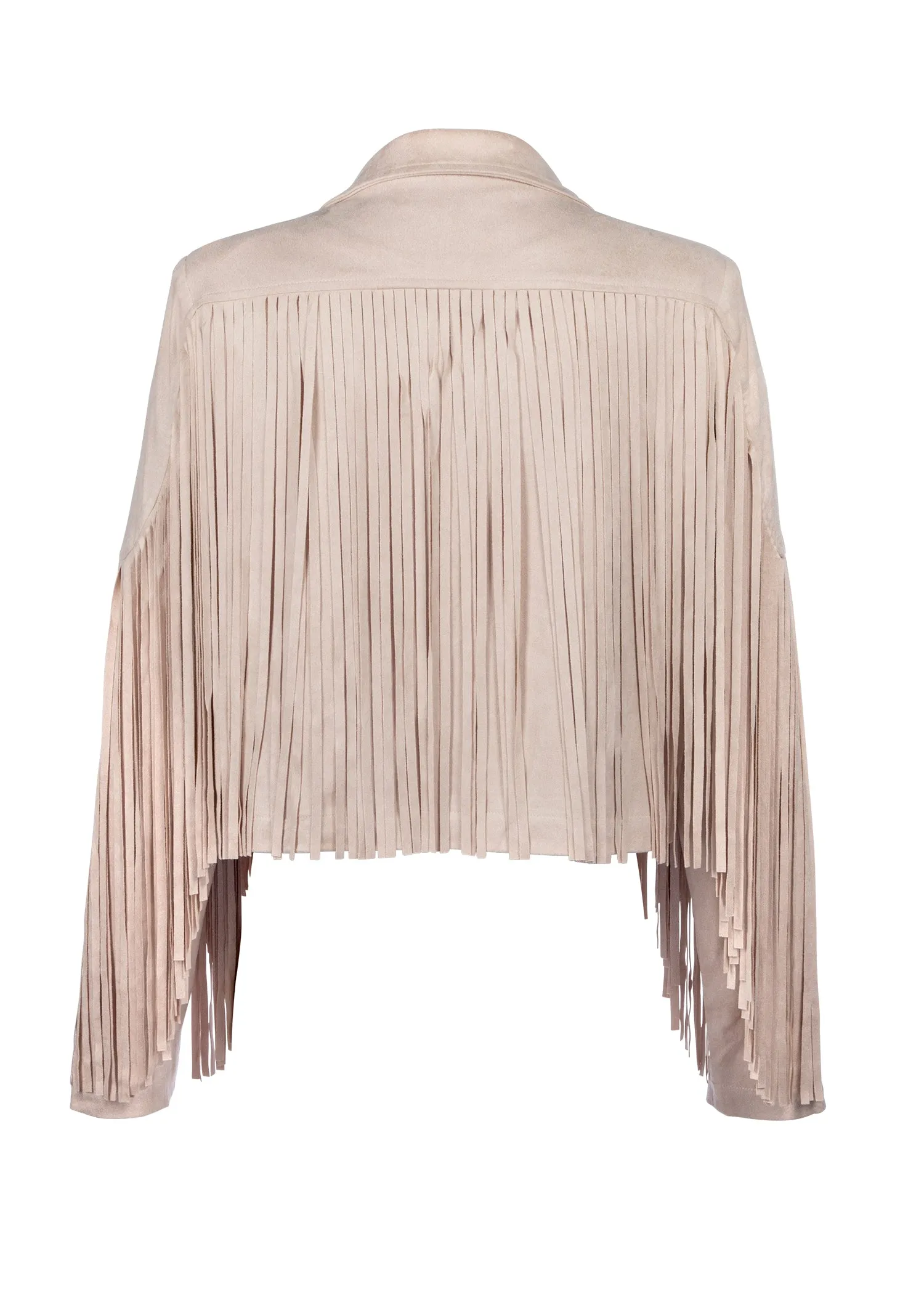 Beige Faux Suede Fringe Jacket sold by Pretty Attitude product image thumbnail 4