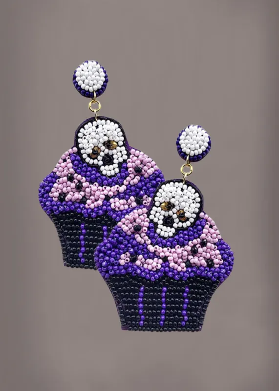Skull Cupcake Beaded Dangle Earrings sold by Pretty Attitude