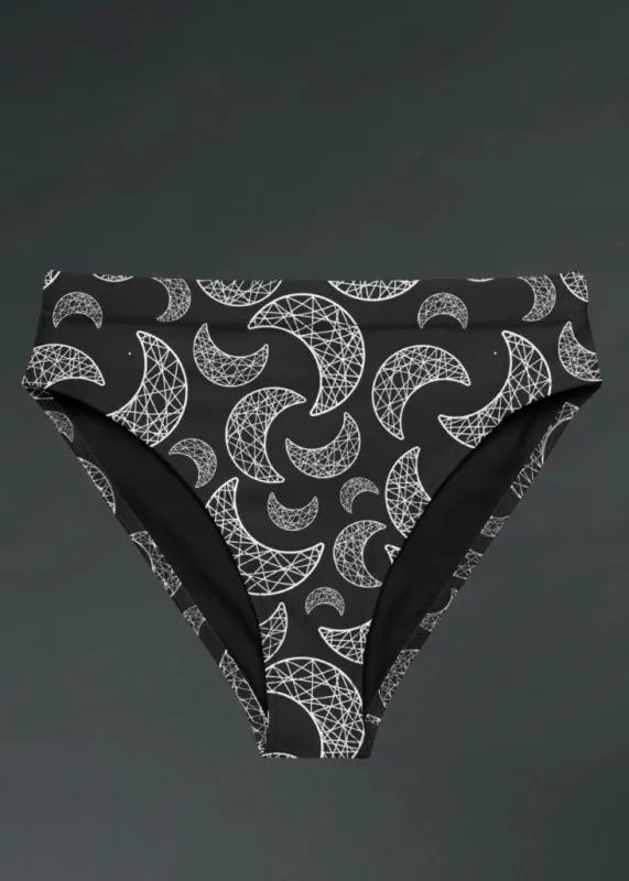 Gothic Moon Print High-Waisted Bikini Bottom sold by Pretty Attitude