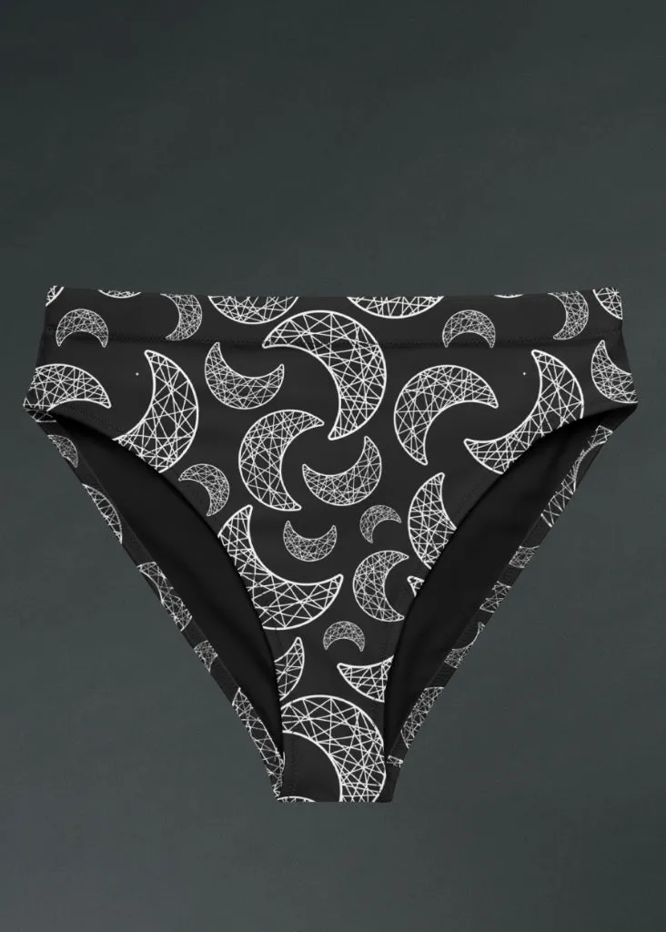 Gothic Moon Print High-Waisted Bikini Bottom sold by Pretty Attitude