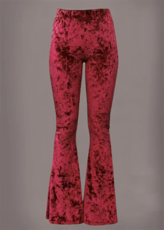 Burgundy Ice Velvet Bell Bottom Pants sold by Pretty Attitude