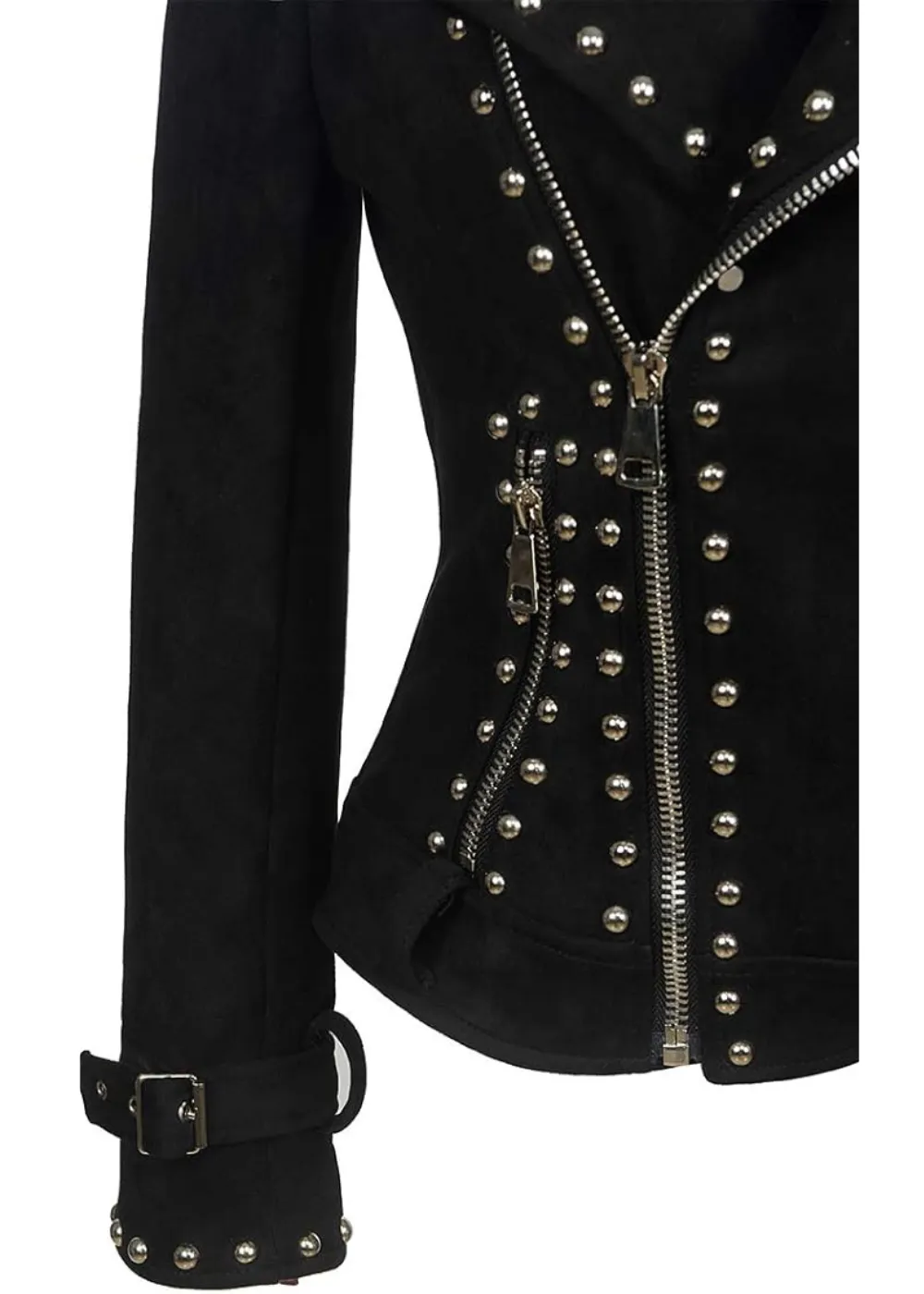 Living After Midnight Black Faux Suede Studded Moto Jacket sold by Pretty Attitude product image thumbnail 3