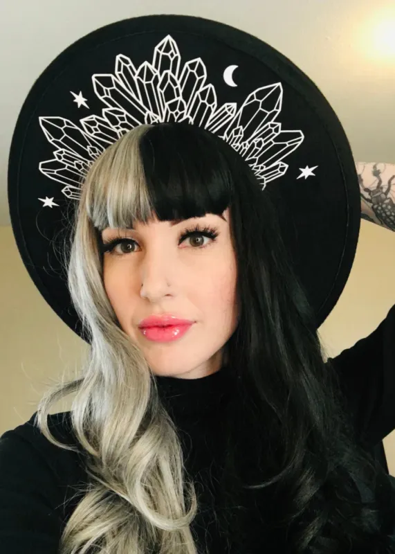 Vegan Felt Hat - XL Brim - Moonlight Crystals sold by Pretty Attitude