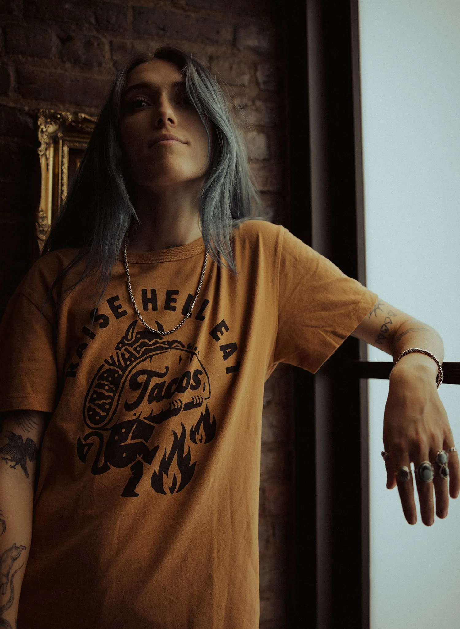 Raise Hell Eat Tacos Tee sold by Pretty Attitude product image thumbnail 4