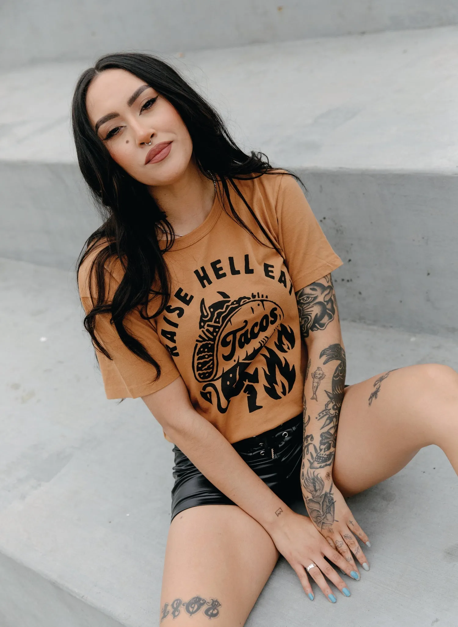 Raise Hell Eat Tacos Tee sold by Pretty Attitude product image thumbnail 3