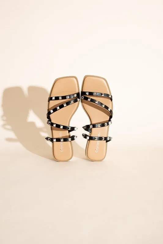 Black Studded Flat Slides Sandals sold by Pretty Attitude product image thumbnail 3