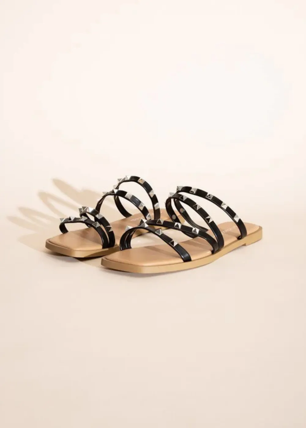 Black Studded Flat Slides Sandals sold by Pretty Attitude product image thumbnail 2