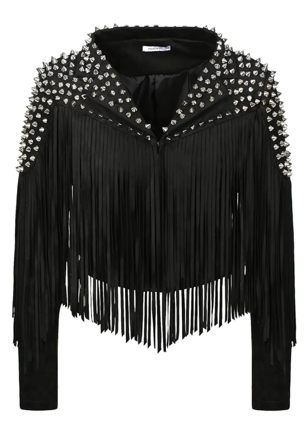 Rock the Fringe Black Studded Fringe Jacket sold by Pretty Attitude product image thumbnail 2