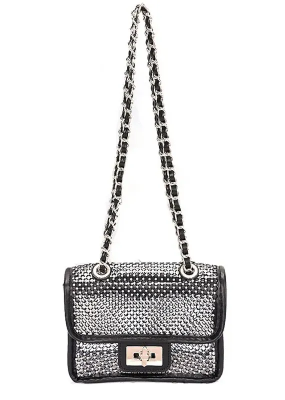 Studded Mesh Silver Rockstar Iconic Shoulder Bag sold by Pretty Attitude