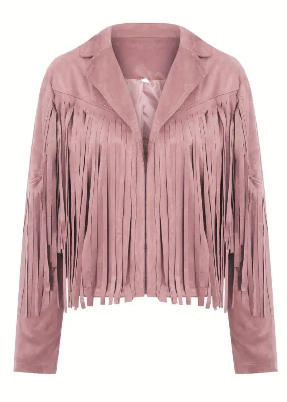 Out West Faux Suede Fringe Moto Jacket sold by Pretty Attitude