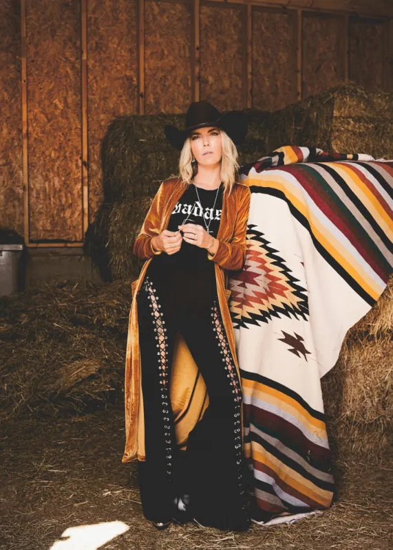 Gothic Bell Bottoms with Lace Up Details sold by Pretty Attitude