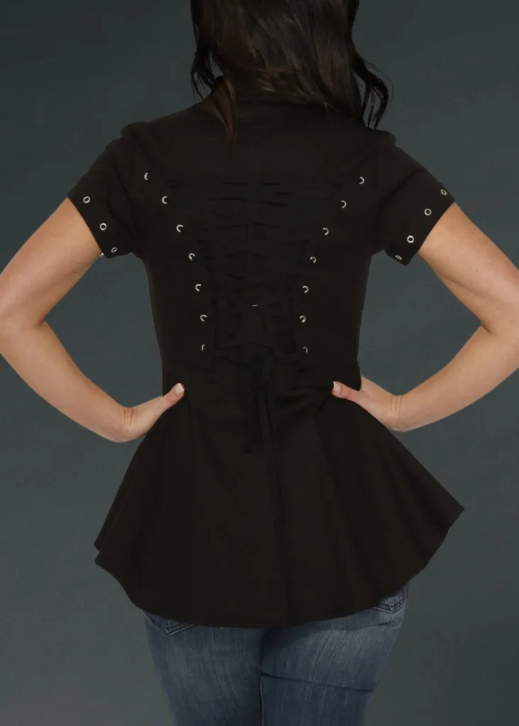 Black Gothic Military Peplum Top sold by Pretty Attitude product image thumbnail 2