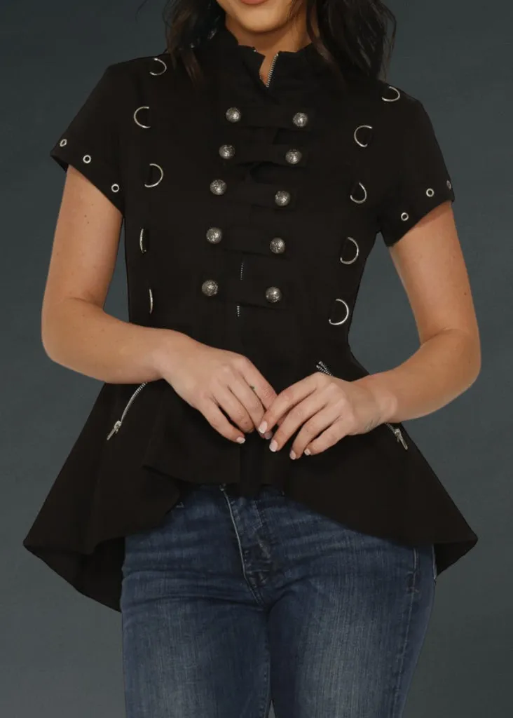 Black Gothic Military Peplum Top sold by Pretty Attitude product image thumbnail 3