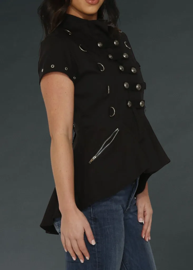 Black Gothic Military Peplum Top sold by Pretty Attitude product image thumbnail 4