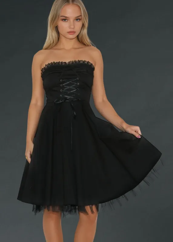Strapless Gothic Dress with Corset Lacing sold by Pretty Attitude