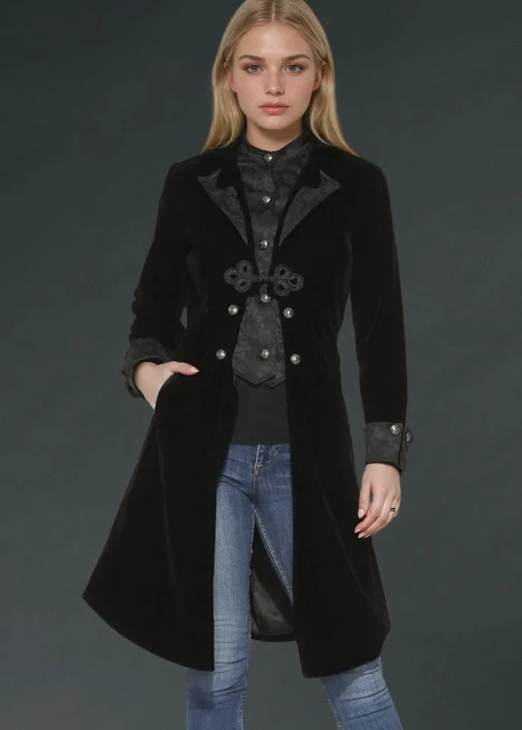 Black Velvet Gothic Coat Jacket sold by Pretty Attitude