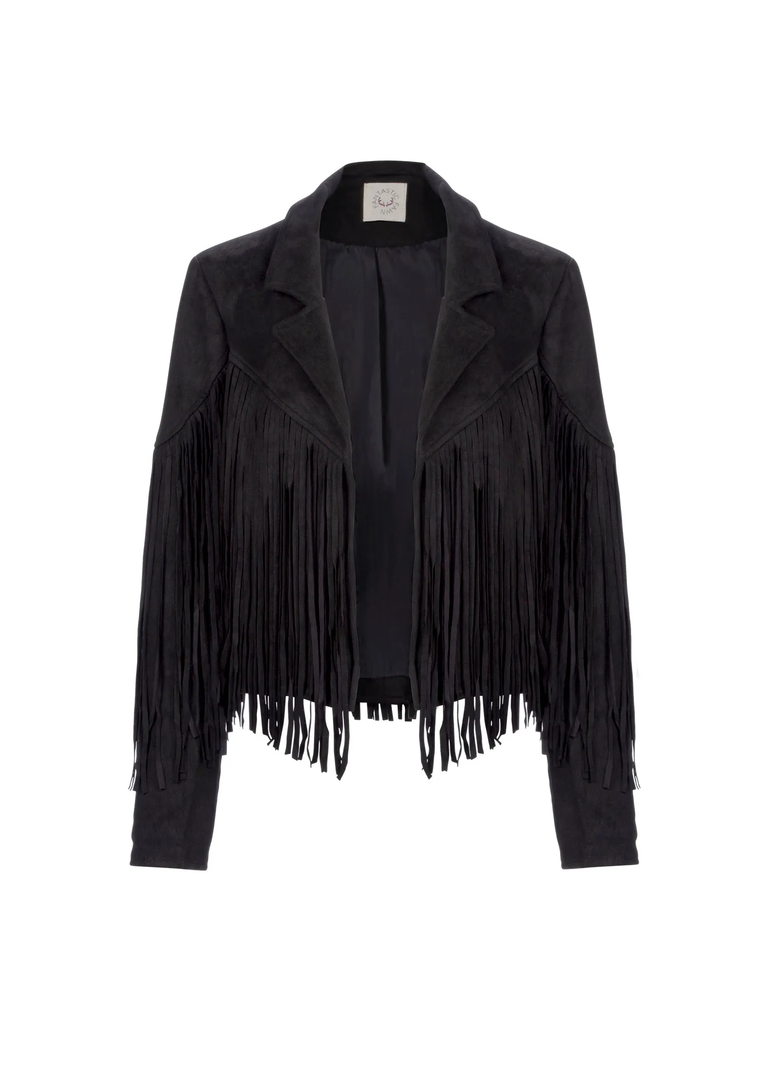 Black Faux Suede Moto Jacket with Fringe sold by Pretty Attitude product image thumbnail 3