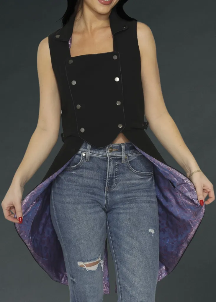 Purple Reign Black and Purple Goth Vest sold by Pretty Attitude product image thumbnail 3