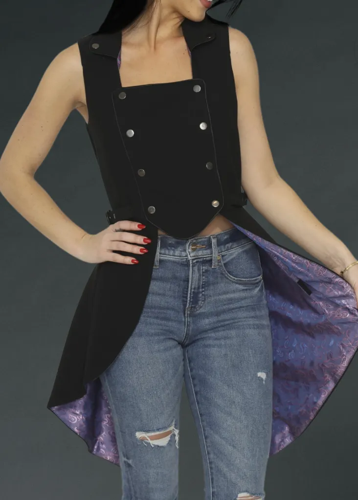 Purple Reign Black and Purple Goth Vest sold by Pretty Attitude product image thumbnail 4