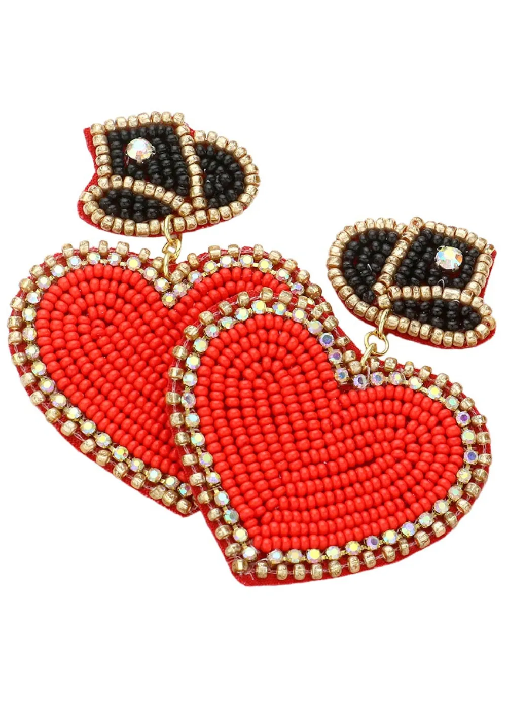 Good Hearted Women Beaded Red Heart Earrings sold by Pretty Attitude