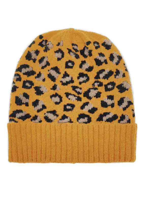 70s Revival Leopard Knit Beanie sold by Pretty Attitude