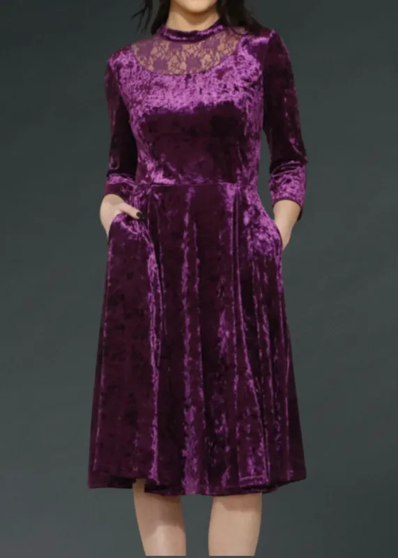 Purple Velvet Gothic Dress with Lace Details sold by Pretty Attitude