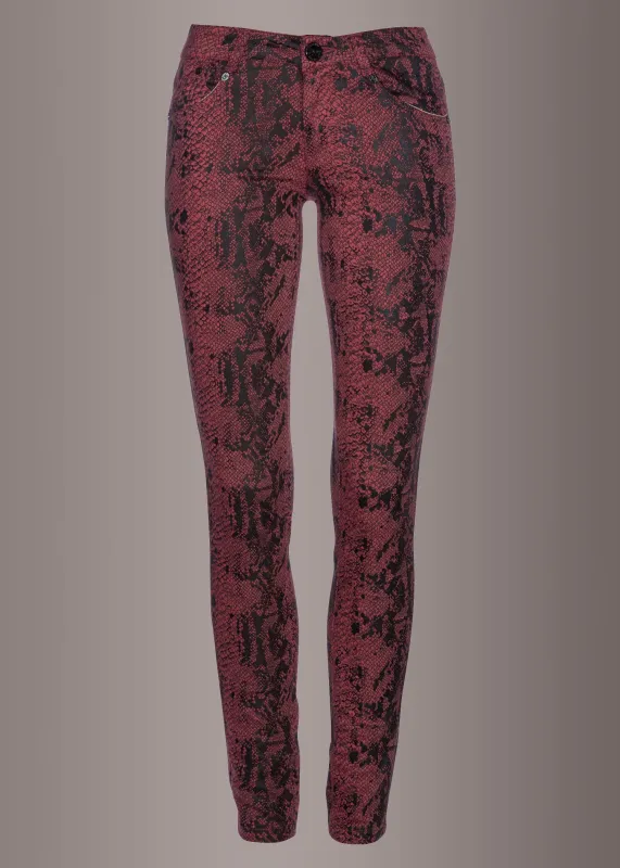 Red Skinny Fit Snakeskin Pants sold by Pretty Attitude