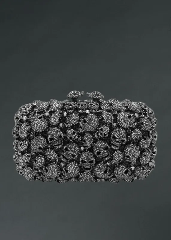 Rhinestone Embellished Skull Evening Clutch made by Pretty Attitude