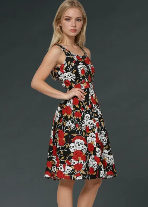 Gothic Red Roses and Skulls Dress sold by Pretty Attitude