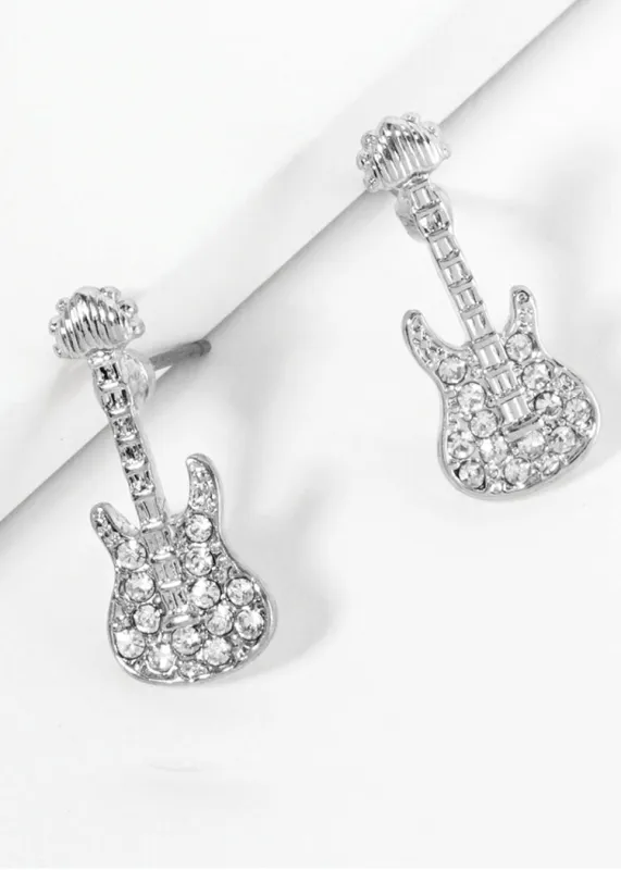 Silver Stud Guitar Earrings sold by Pretty Attitude