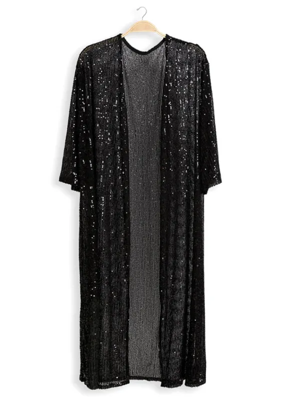 Shine On Black Sequin Kimono sold by Pretty Attitude