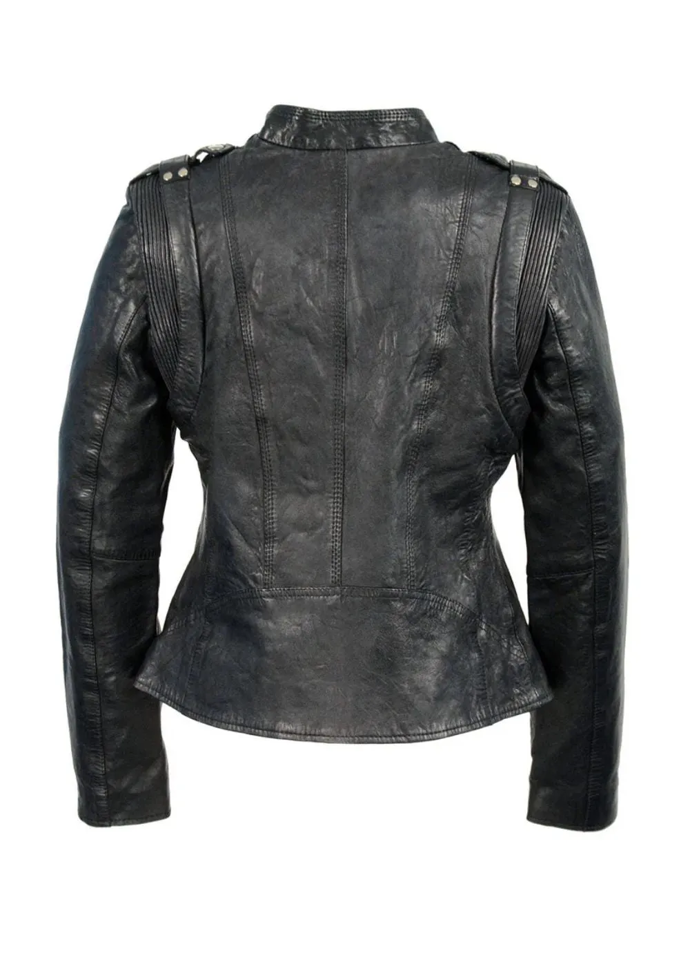 Always Somewhere Black Leather Motorcycle Jacket sold by Pretty Attitude product image thumbnail 2