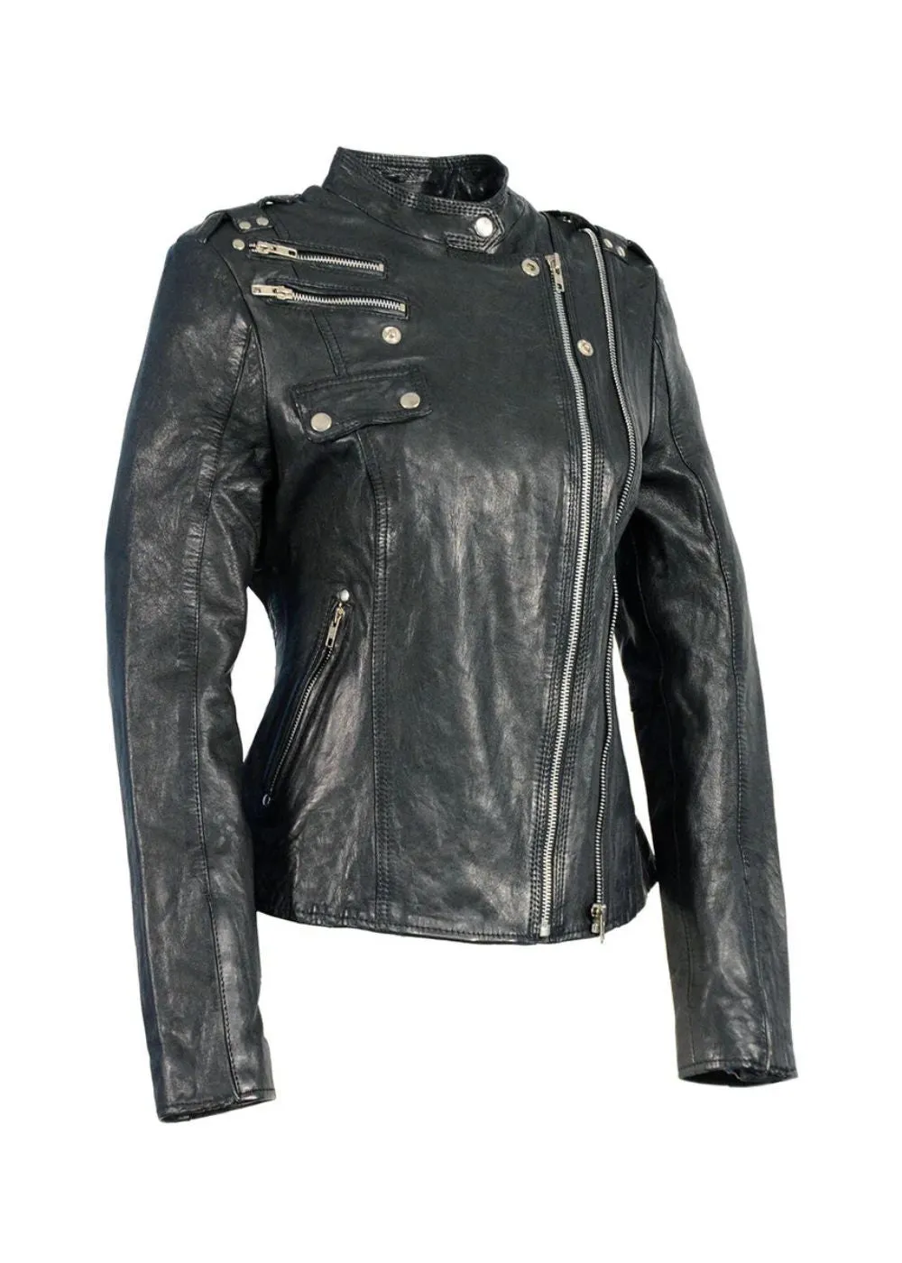 Always Somewhere Black Leather Motorcycle Jacket sold by Pretty Attitude