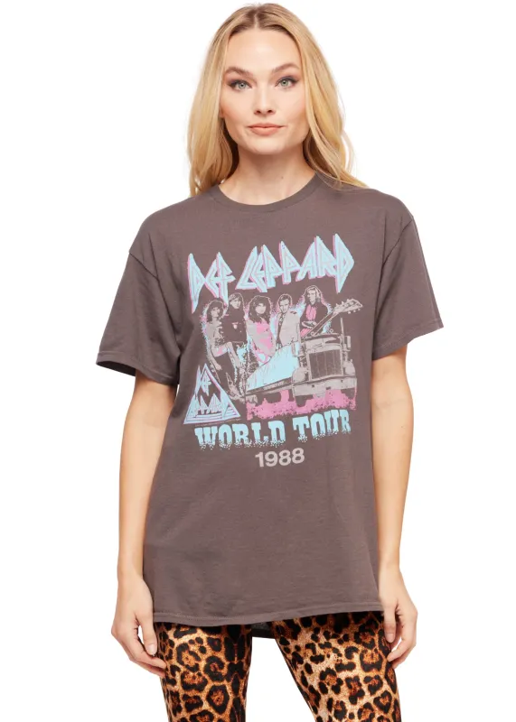 Def Leppard 1988 Tour Oversized Band Shirt by Junk Food made by Junk Food Clothing