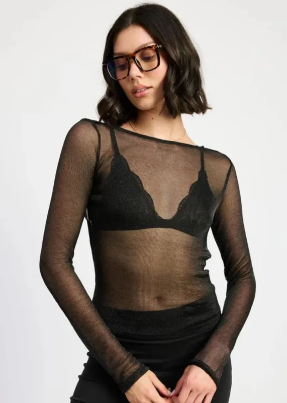 Love it to death Black METALLIC SHEER top sold by Pretty Attitude