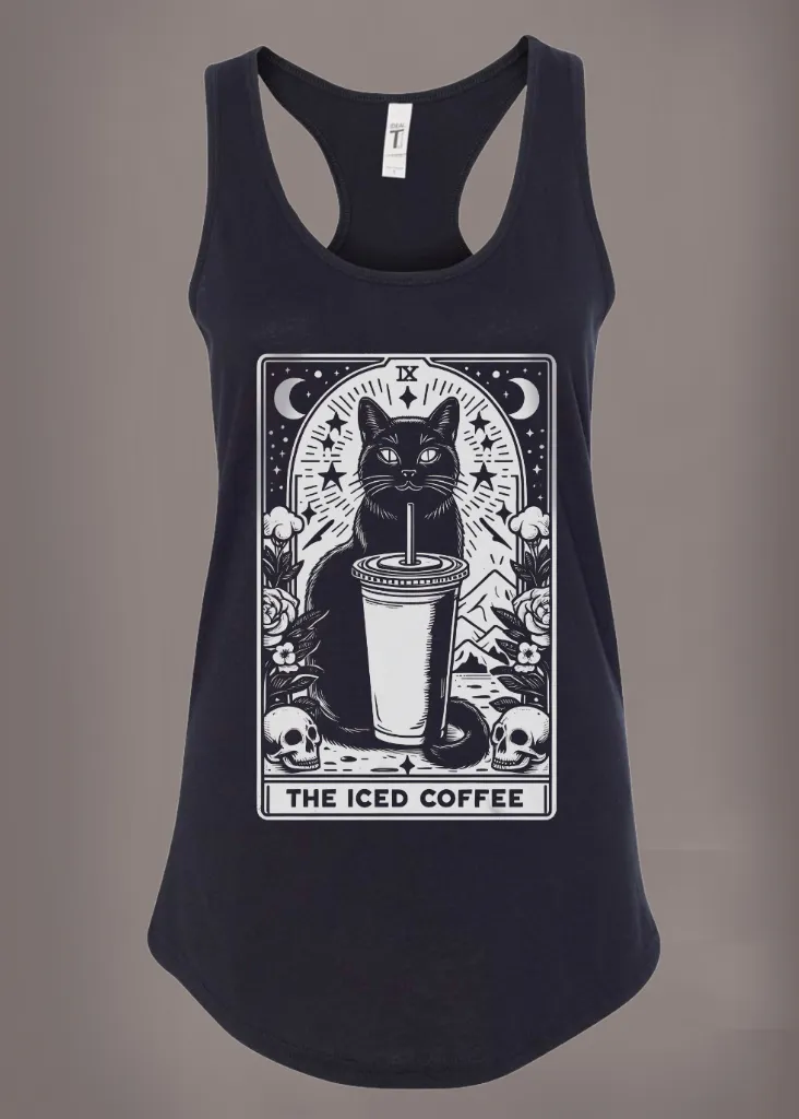 The Iced Coffee Tarot Card Black Cat Tank Top sold by Pretty Attitude product image thumbnail 2
