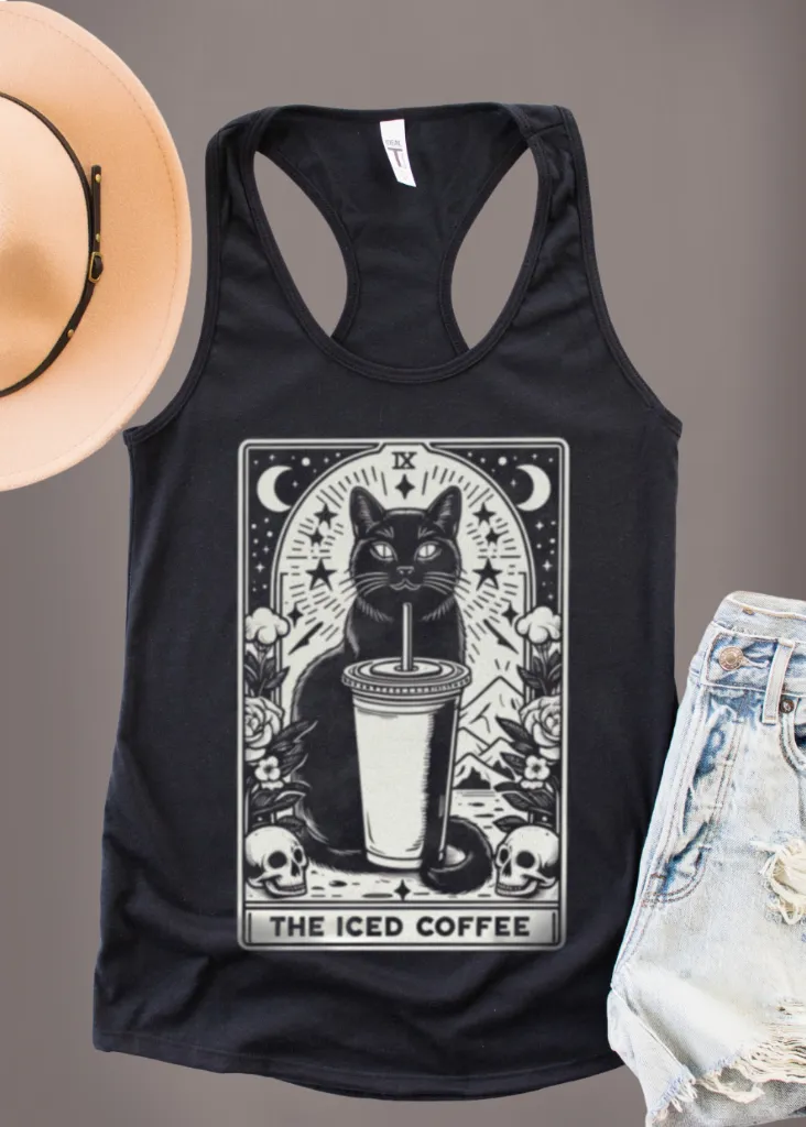The Iced Coffee Tarot Card Black Cat Tank Top sold by Pretty Attitude