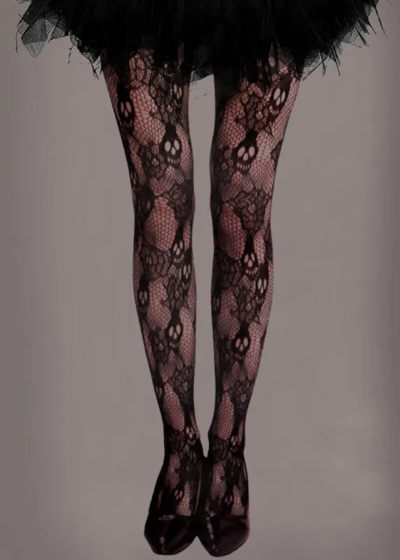 Floral Skull Fishnet Tights sold by Pretty Attitude