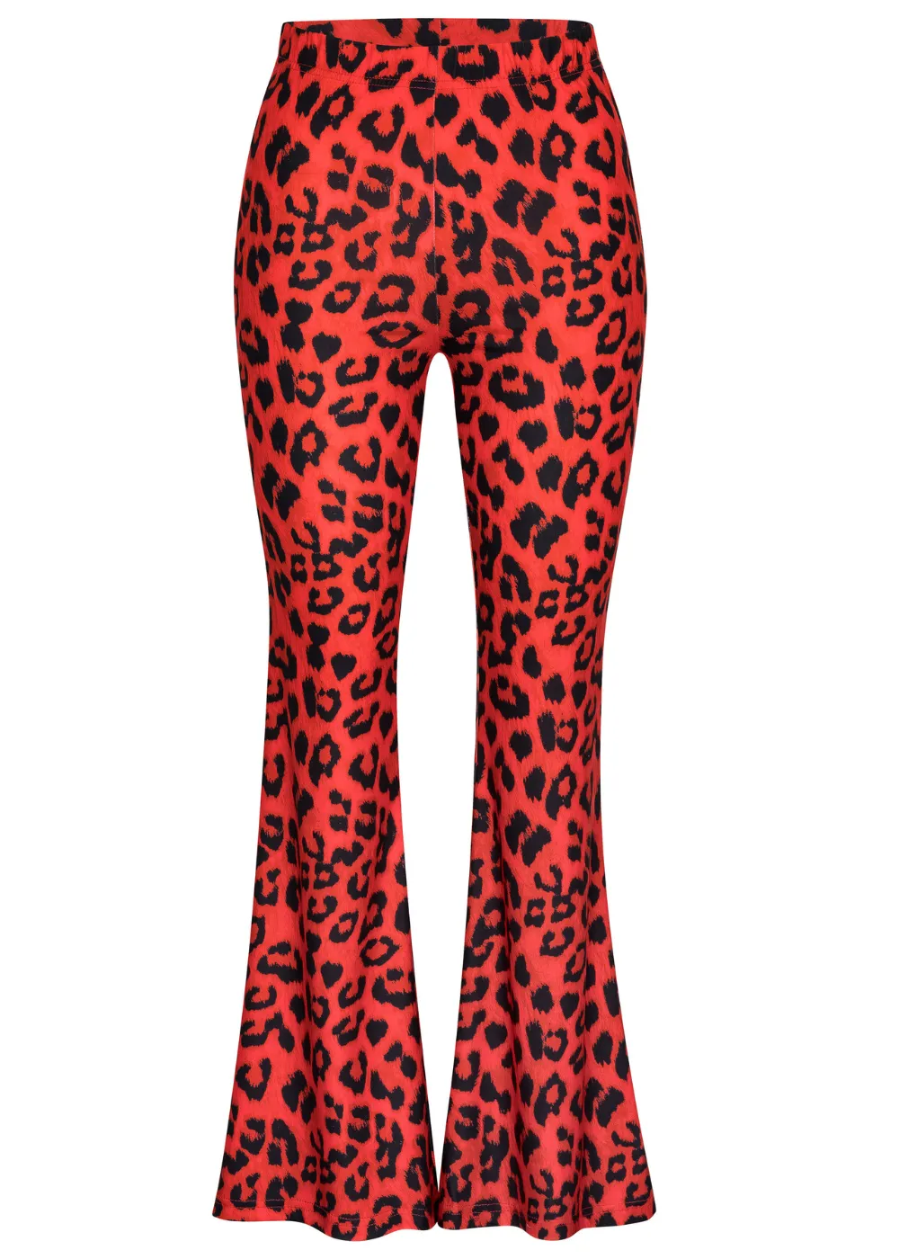 Red Leopard Animal Print Flare Pants Bell Bottoms sold by Pretty Attitude