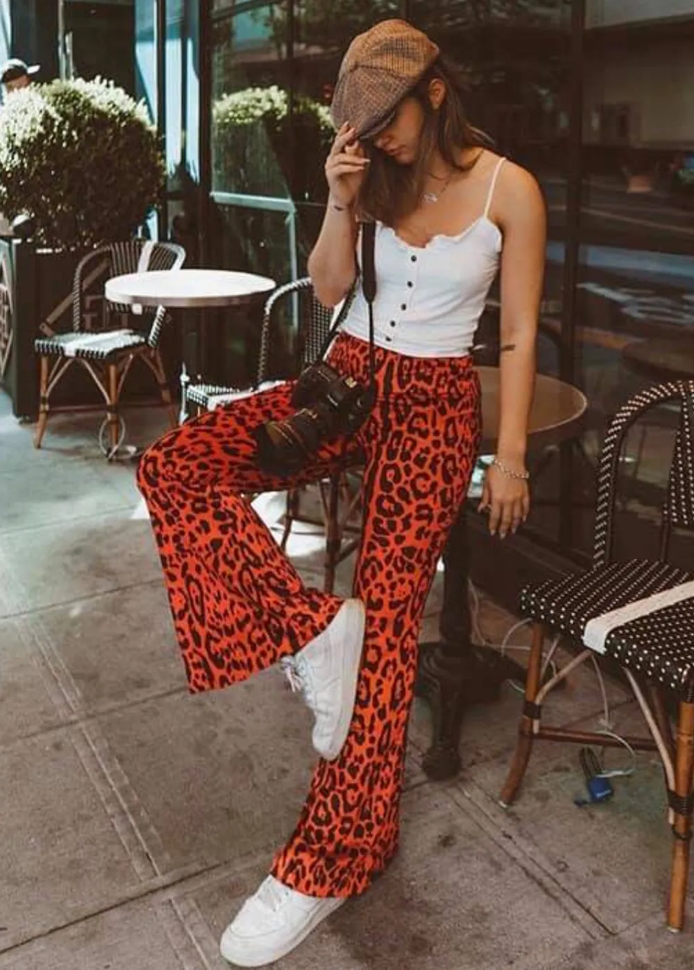 Red Leopard Animal Print Flare Pants Bell Bottoms sold by Pretty Attitude product image thumbnail 3